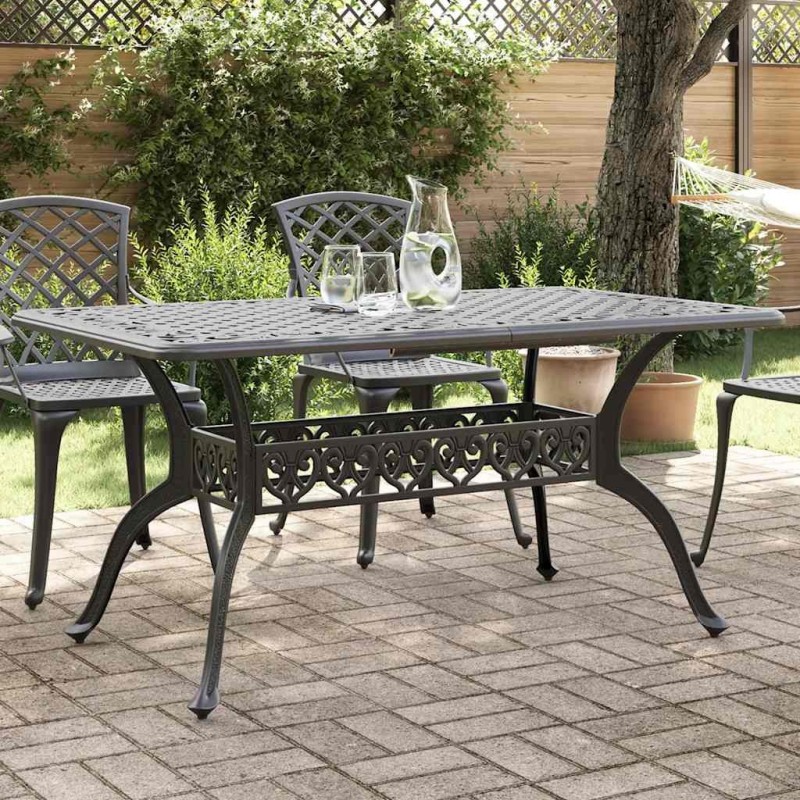 Table de jardin noir 150x90x72 cm aluminium coulé 639539639539