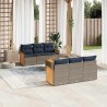 Ensemble de canapé de jardin 7 pcs avec coussins gris résine tressée 639541639541