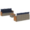 Ensemble de canapé de jardin 7 pcs avec coussins gris résine tressée 639541639541
