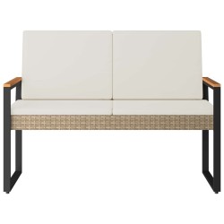 Banc extérieur Beige et blanc crème 107 x 61 x 80 cm polyrotin 639564639564
