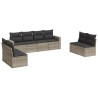 Salon de jardin 8 pcs avec coussins gris clair résine tressée 639583639583