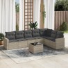 Salon de jardin 8 pcs avec coussins gris clair résine tressée 639584639584