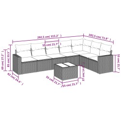 Salon de jardin 8 pcs avec coussins gris clair résine tressée 639584639584