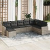 Salon de jardin 8 pcs avec coussins gris clair résine tressée 639585639585