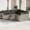 Salon de jardin 9 pcs avec coussins gris clair résine tressée 639586639586