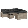 Salon de jardin 9 pcs avec coussins gris clair résine tressée 639586639586