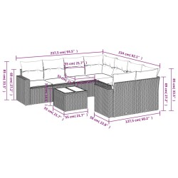 Salon de jardin 9 pcs avec coussins gris clair résine tressée 639586639586