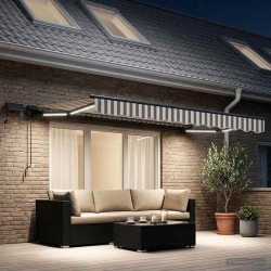 Cadre de store manuel avec LEDs Gris clair et blanc 2,5 x 2 m 639591639591