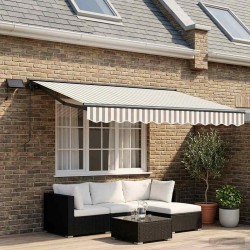 Cadre de store manuel avec LEDs Gris clair et blanc 2,5 x 2 m 639591639591