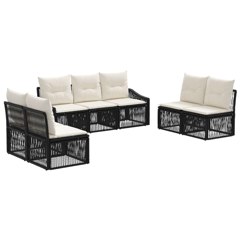 Ensemble de canapé de jardin 7 pcs Noir polyrotin 639605639605