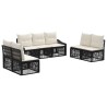 Ensemble de canapé de jardin 7 pcs Noir polyrotin 639605639605