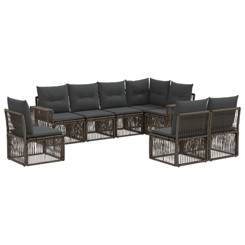 Ensemble de canapé de jardin 8 pcs Gris et Gris foncé polyrotin 639615639615