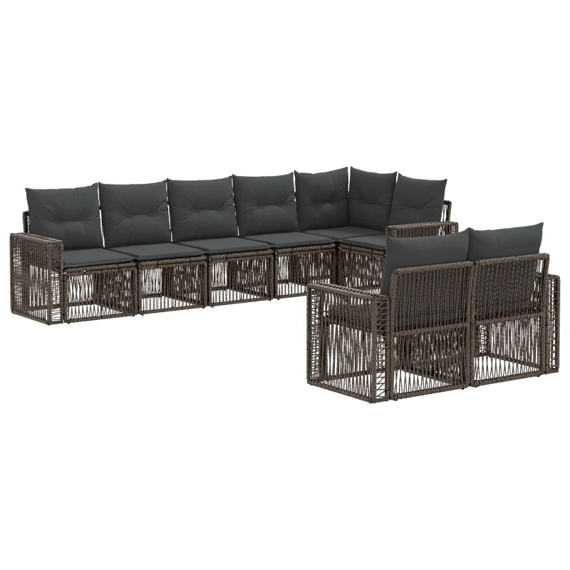 Ensemble de canapé de jardin 8 pcs Gris et Gris foncé polyrotin 639619639619