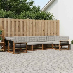 Ensemble de canapés d'extérieur 7 pcs Naturel et gris clair 639623639623