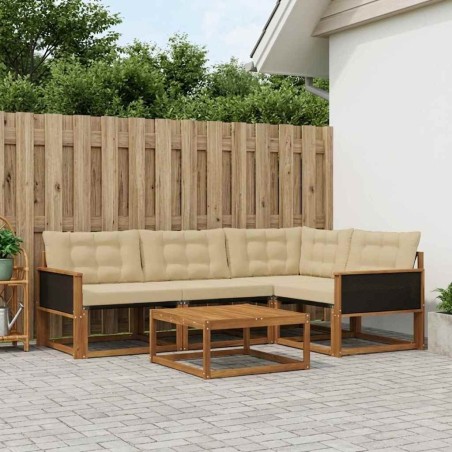 Ensemble de canapés d'extérieur 5 pcs Naturel et Beige 639637639637