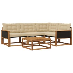 Ensemble de canapés d'extérieur 5 pcs Naturel et Beige 639637639637