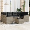 Salon de jardin avec coussins 7 pcs gris clair résine tressée 639639639639