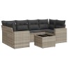 Salon de jardin avec coussins 7 pcs gris clair résine tressée 639639639639