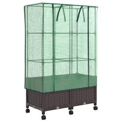Jardinière de jardin avec couverture de serre et roues 2 pc PP 639644639644