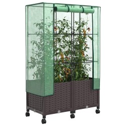 Jardinière de jardin avec couverture de serre et roues 2 pc PP 639644639644