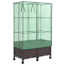 Jardinière de jardin avec couverture de serre et roues 2 pc PP 639644639644