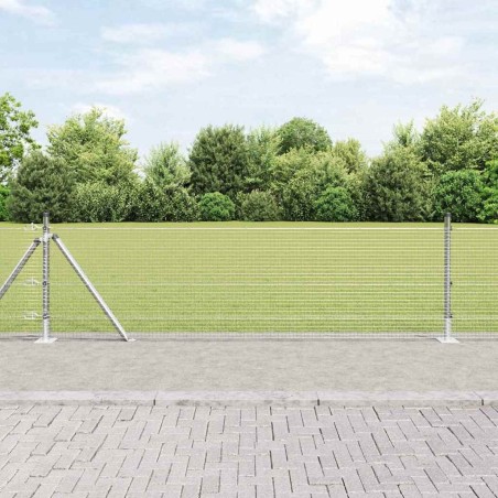 Clôture en fil soudé avec base en béton 100 x 0,6 m Argenté 639650639650