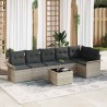 Ensemble de canapé de jardin 7 pcs Gris clair Poly rotin 639661639661