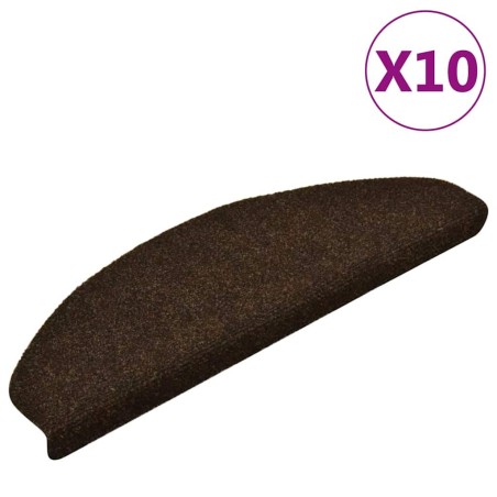 Tapis d'escalier auto-adhésifs 10 pièces 65 x 21 x 4 cm Marron Demi-rond Grand 639663639663