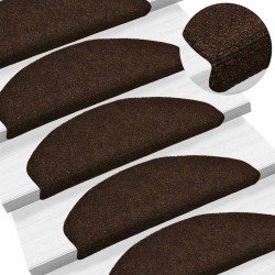 Tapis d'escalier auto-adhésifs 10 pièces 65 x 21 x 4 cm Marron Demi-rond Grand 639663639663