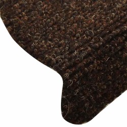 Tapis d'escalier auto-adhésifs 10 pièces 65 x 21 x 4 cm Marron Demi-rond Grand 639663639663