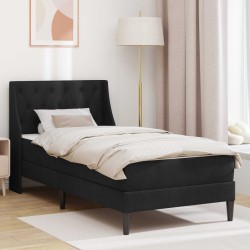 Cadre de lit avec matelas Noir 90 x 190 cm Velours 639665639665