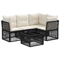 Ensemble de canapé de jardin 5 pcs Noir polyrotin 639676639676