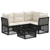Ensemble de canapé de jardin 5 pcs Noir polyrotin 639676639676