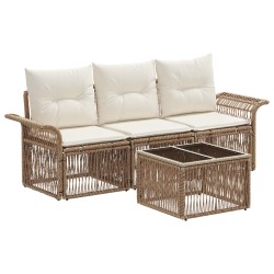 Ensemble de canapé de jardin 4 pcs Beige polyrotin 639678639678