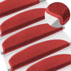 Tapis d'escalier auto-adhésifs 15 pcs Rouge 80 x 24,5 x 3,5 cm 639682639682