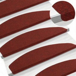 Tapis d'escalier auto-adhésifs 15 pcs Rouge 80 x 28 x 3,5 cm 639683639683