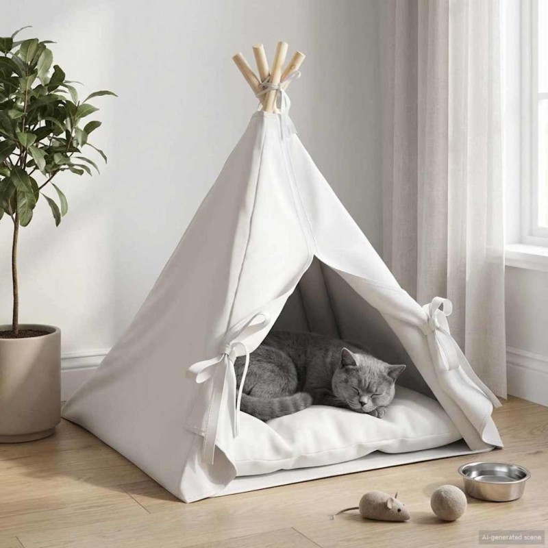 Teepee pour animaux de compagnie avec coussin 60 x 60 x 70 cm 639691639691
