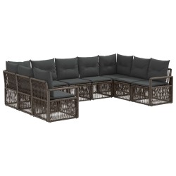 Ensemble de canapé de jardin 9 pcs Gris polyrotin 639695639695