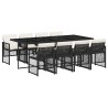 Ensemble à manger de jardin 9pcs coussins noir résine tressée 639701639701