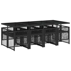 Ensemble à manger de jardin 9pcs coussins noir résine tressée 639701639701