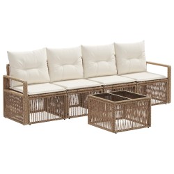 Ensemble de canapé de jardin 5 pcs Beige polyrotin 639714639714