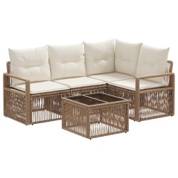 Ensemble de canapé de jardin 5 pcs Beige polyrotin 639715639715