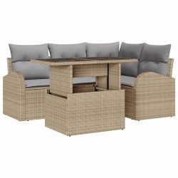 Ensemble de canapé de jardin 5 pcs Beige Poly rotin 639717639717