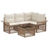 Ensemble de canapé de jardin 5 pcs Beige polyrotin 639720639720