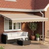 Auvent rétractable électrique Beige et blanc 3 x 2,5 m 639730639730