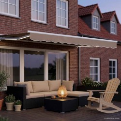 Auvent rétractable électrique Beige et blanc 3 x 2,5 m 639730639730