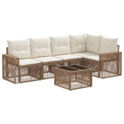 Ensemble de canapé de jardin 6 pcs Beige et blanc crème 639743639743
