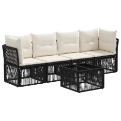 Ensemble de canapé de jardin 5 pcs Noir polyrotin 639745639745
