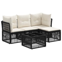 Ensemble de canapé de jardin 5 pcs Noir polyrotin 639747639747