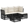 Ensemble de canapé de jardin 5 pcs Noir polyrotin 639747639747